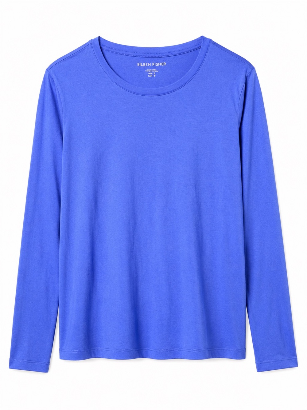 Eileen Fisher Blue Organic Cotton Long Sleeve Tee S Coastal Minimalist